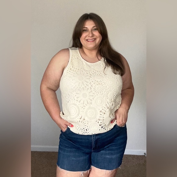 Maurices Crochet Front Tank - “Almond Cream” - Picture 1 of 10